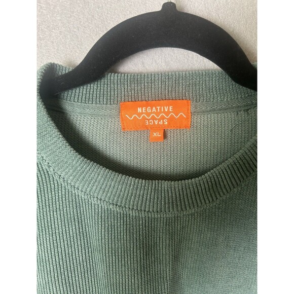 Negative Space Crewneck Pullover Ribbed Cord Sweatshirt Green Outdoors Fall XL - Picture 3 of 6